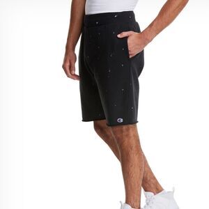 Champion Paint Splatter Fleece Shorts Black Medium